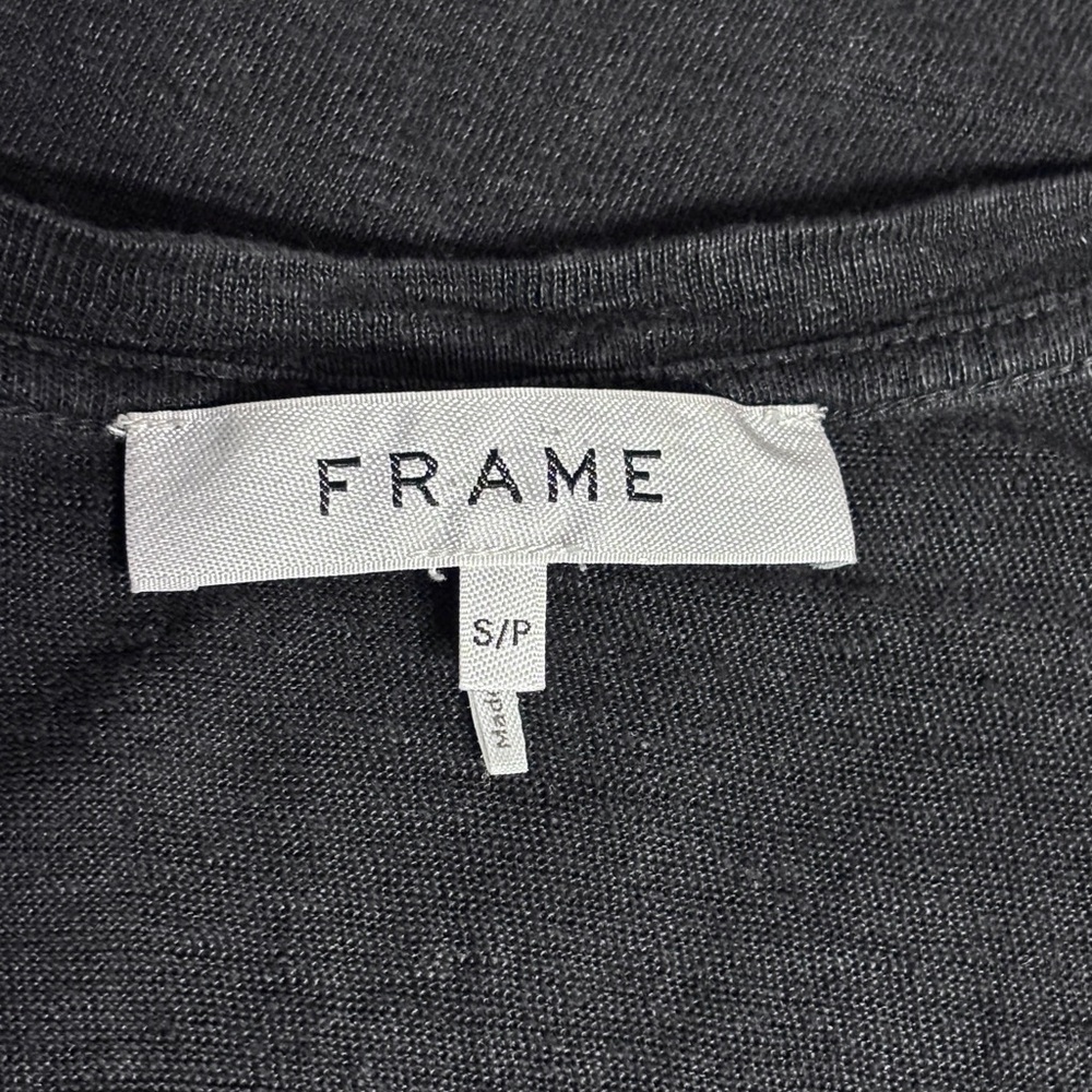 FRAME Easy Scoop Neck Organic Linen T-Shirt in Noir Size Small - Picture 8 of 12